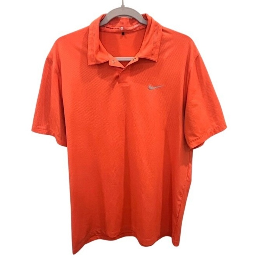 Nike Tiger Woods Collection Dri-FIT Golf Polo Shirt Orange Mens Medium